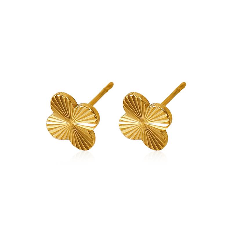 ins Stylish Simple Clover Titanium Steel Stud Earrings Light Luxury Premium 111 Stainless Steel Earrings 18k Gold Earrings