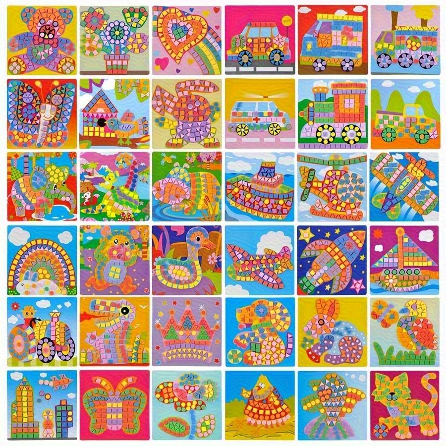 6/12pcs DIY Mosaic Painting Kit Vibrant 3D EVA Foam Stickers Craft Cartoon Animals Vehicles Create Wall Art Home Decor JXB