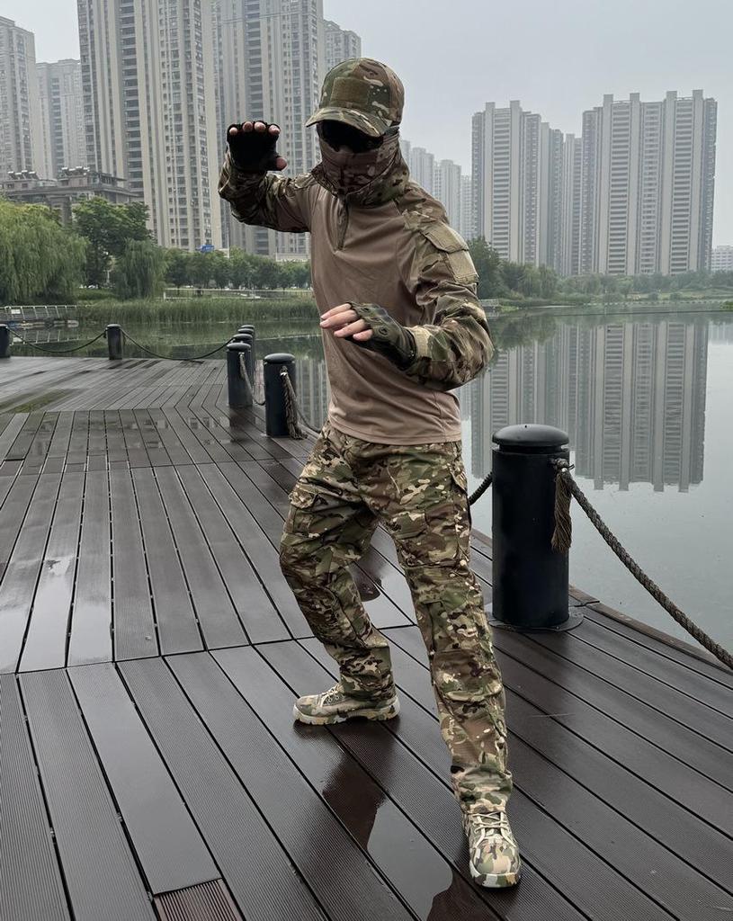 CrossG2 Men's Frog Camouflage Tactical Work Pants - Wear-resistant, Breathable Outdoor Training Military Fan Long Pants