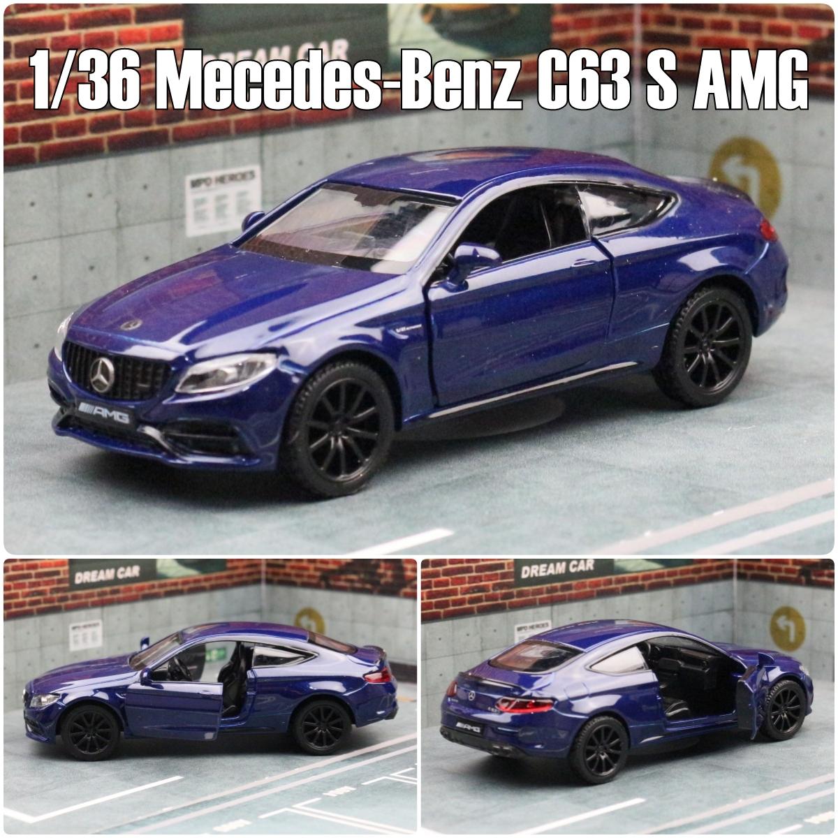 

1/36 Mercedes-Benz C63 S AMG C-Class Toy Car Model For Children RMZ CiTY Diecast Miniature 5 Pull Back Collection Gift Boys синій