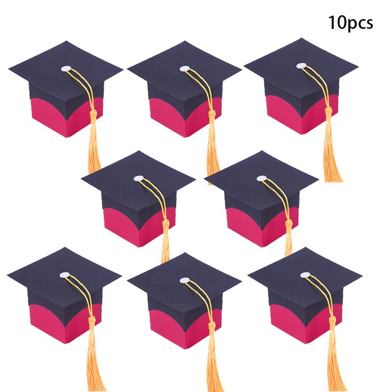 Graduation Decor Candy Boxes Bachelor Hat Chocolate Gifts Packing Bags with Tassel 2025 Congrats Grad Celebration Party Favors