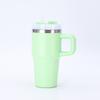 14oz Vakuumisolierte Edelstahl-Reisebecher mit Griff, Strohhalm, für Auto, Büro, Outdoor-Nutzung