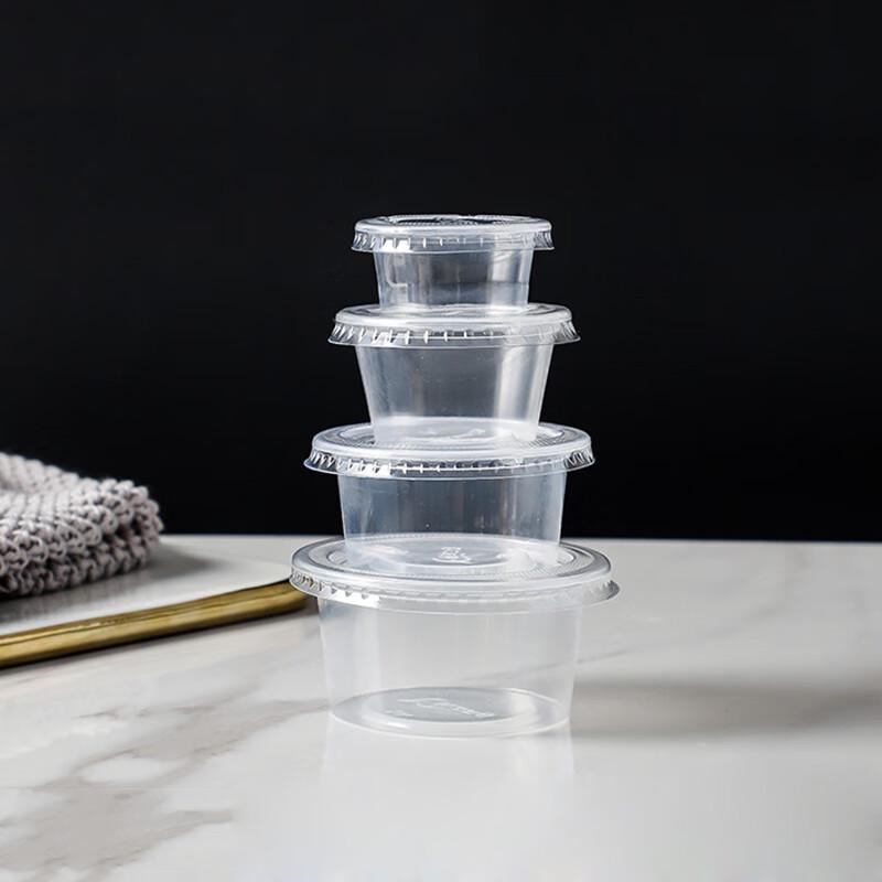 

Disposable Plastic Dessert Cups with Lids, Spoons & Stickers