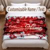 Christmas Theme Soft Blanket Personalized Custom Name Text Print Warm Blanket Home Sofa Bedroom Decor