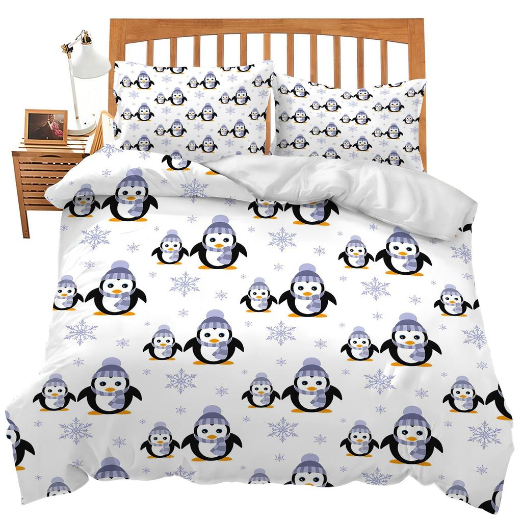Red Cartoon Mushroom Three-Piece Quilt Cover Digital Printing Bedding Set Bed Cover