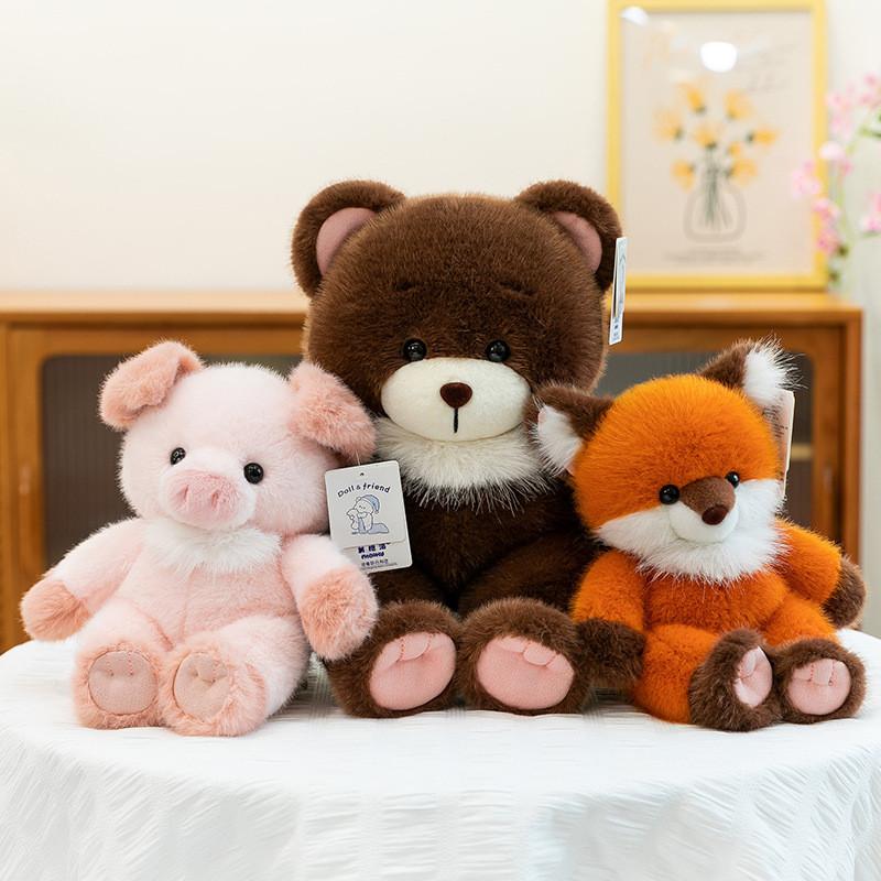 Cute Pig Bear Fox Plush Toy Cushion With Pp Cotton Filling For Kids And Teens Sleep Comfort