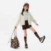 MQD Girls' Autumn Retro Lapel Jacket