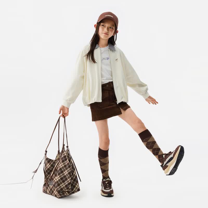 MQD Girls' Autumn Retro Lapel Jacket