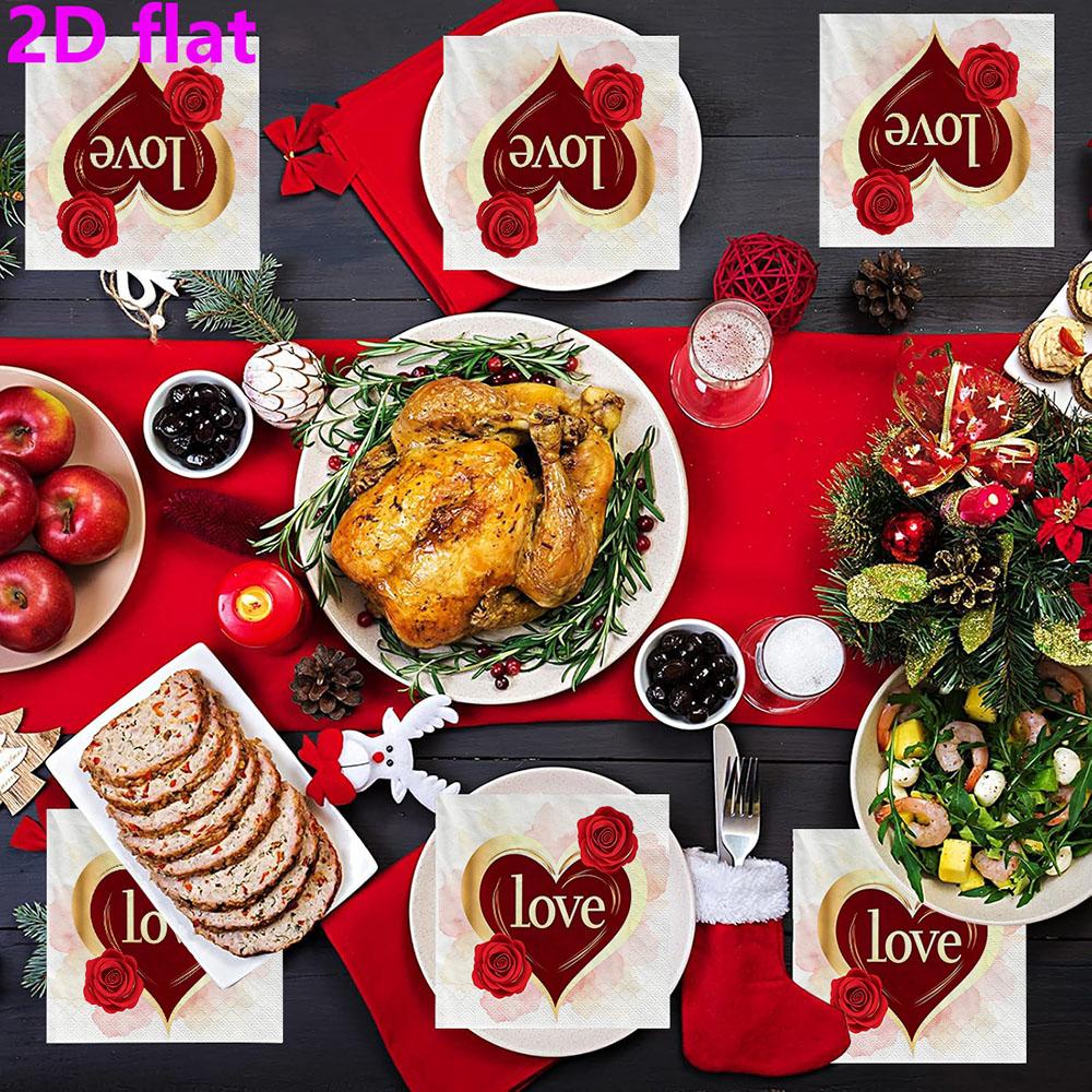 20pcs Disposable Napkins with Love Pattern Print for Wedding,Parties,and Daily Use for Thanksgiving Fall Christmas Table Decoration