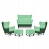 Lounge Set ARI DUO Sofa Armchairs Poufs Family Furniture Green - Mint