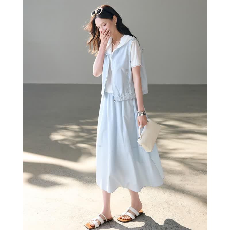 TERRE BLEUE Sleeveless Skirt Suit
