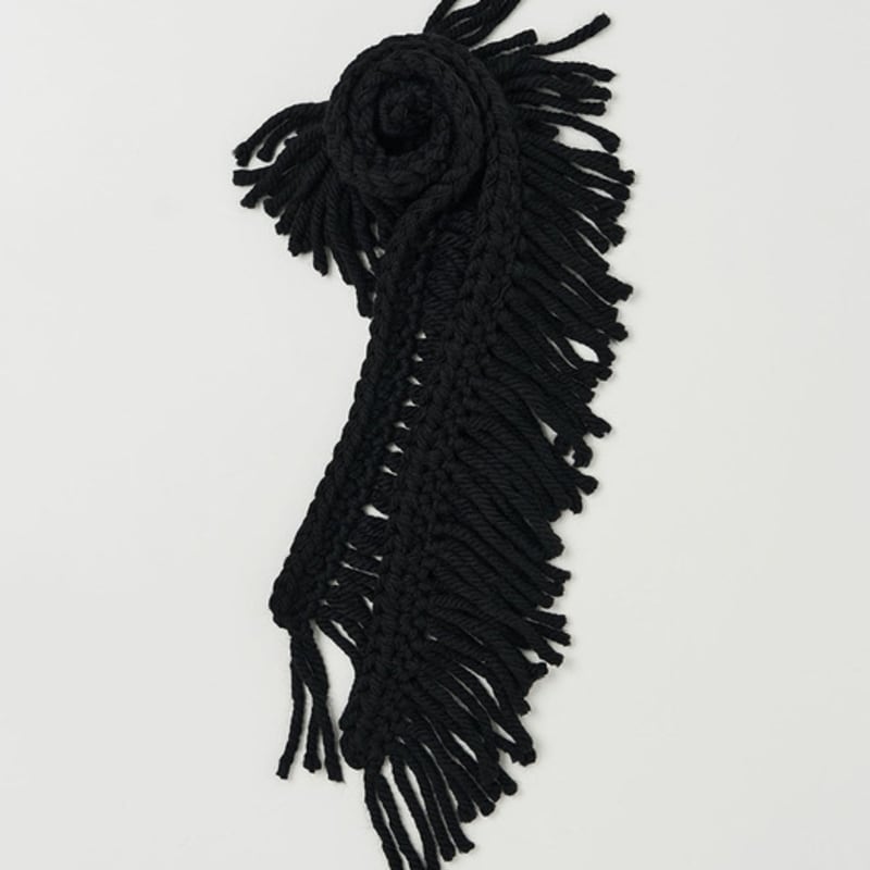 NOTHINGEVERYTHING HANDMADE FRINGE SCARF In BLACK