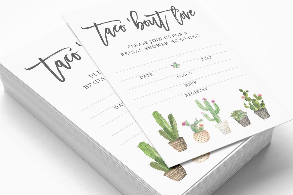Inkdotpot 30 Bridal Shower InvitationsA  Cactus Taco'bout loveA  Wedding Fill-In Style Invites Blank