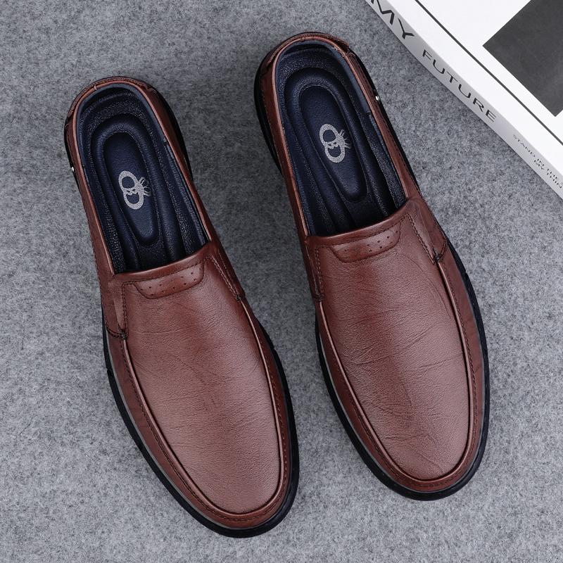 Fashion Men's Genuine Leather Shoes Wear-resistant Soles Outdoor Hiking Shoes Classic Brown Men's Oxford Shoes Anti Slip Versatile