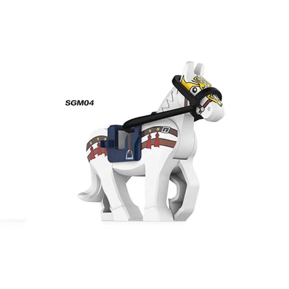 Militära Medeltida Byggklossar Soldatfigurer Riddare Utrustning Djurtillbehör Fäste Rüstning Krigshäst Miniklossar MOC