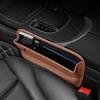 Car Console Side Seat Gap Filler Brown PU Leather Front Seat Organizer Universal