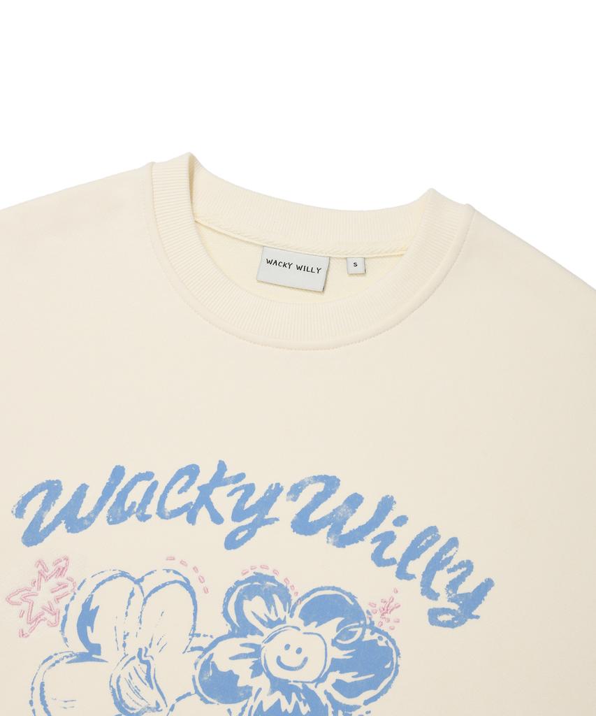 WACKY WILLY Women'S Big Lily Graphic Sweatshirt Cream