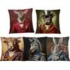 Animales Victorianos Arte Ardilla Highlander Vaca Ciervo Cebra Tejón Conejo Zorro Estampado Funda de Cojín Funda de Almohada