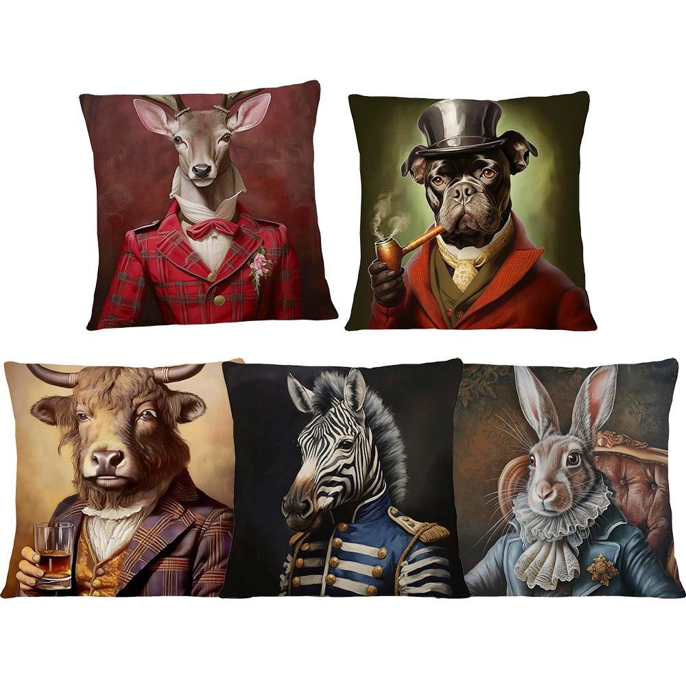 Animali Vittoriani Arte Scoiattolo Highlander Mucca Cervo Zebra Tasso Coniglietto Volpe Stampa Federa Copricuscino