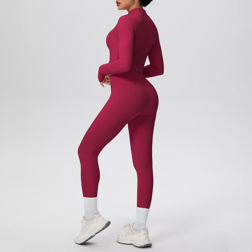 Solid Color Racerback Yoga Three-piece Set for Fitness & Running