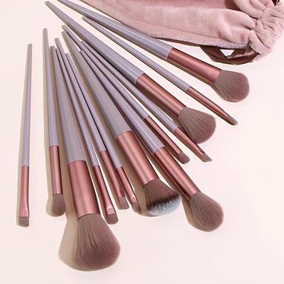 13Pcs Professional Makeup Brush Set Nylon Bristles for All Skin Types - Includes Palm Brushes & Storage Bag
