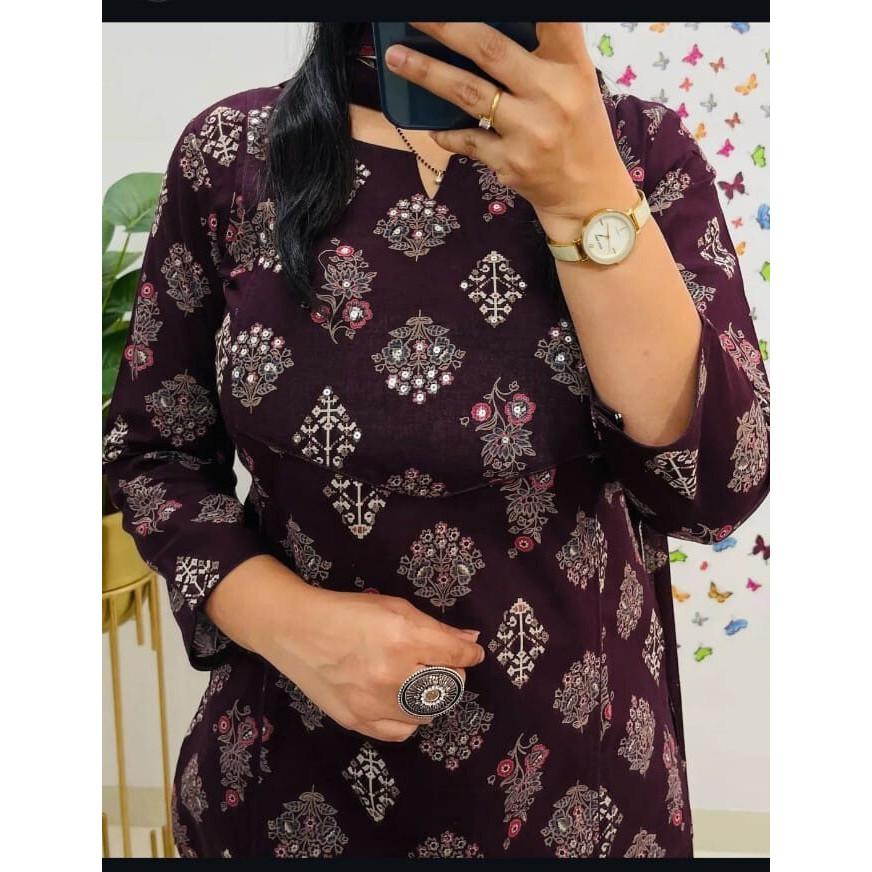 Women Designer Cotton Kurta Pant Dupatta Set Indian Party Wear Top Tunic Kurti VSO-1718 C