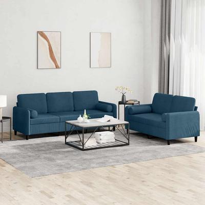 Vidaxl 2-Cz. Relaxation Set With Cushions, Blue, Velvet