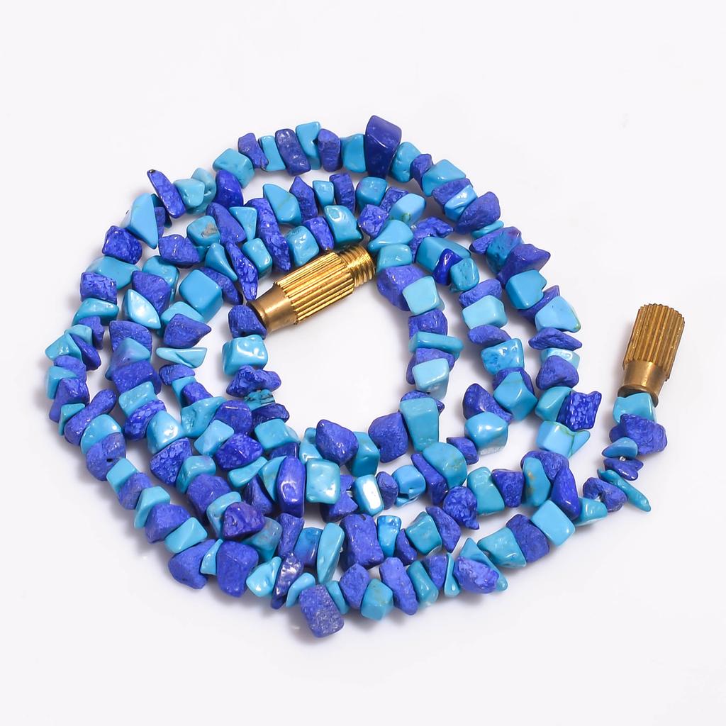 Natural Multi Turquoise Gemstone Uncut Smooth Beads Necklace 5-6 Mm 16" UB-8360 UB-8360