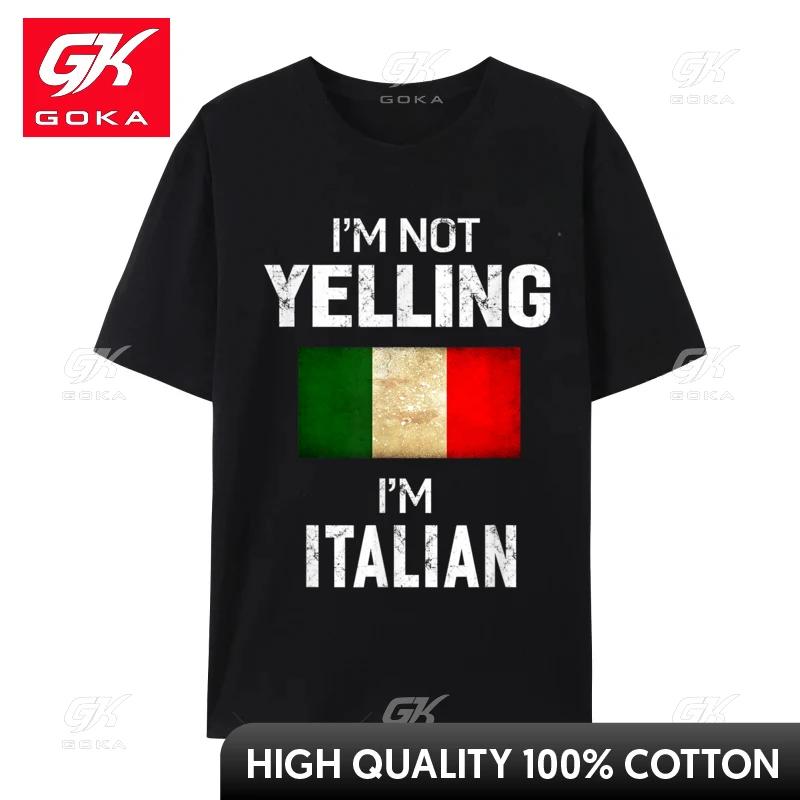 

I Im Not Yelling I Im Italian Funny T Shirt Geek Plus Size Graphic Casual Cotton Crew Neck Unisex T Shirt Casual Tops Shirts 3XL