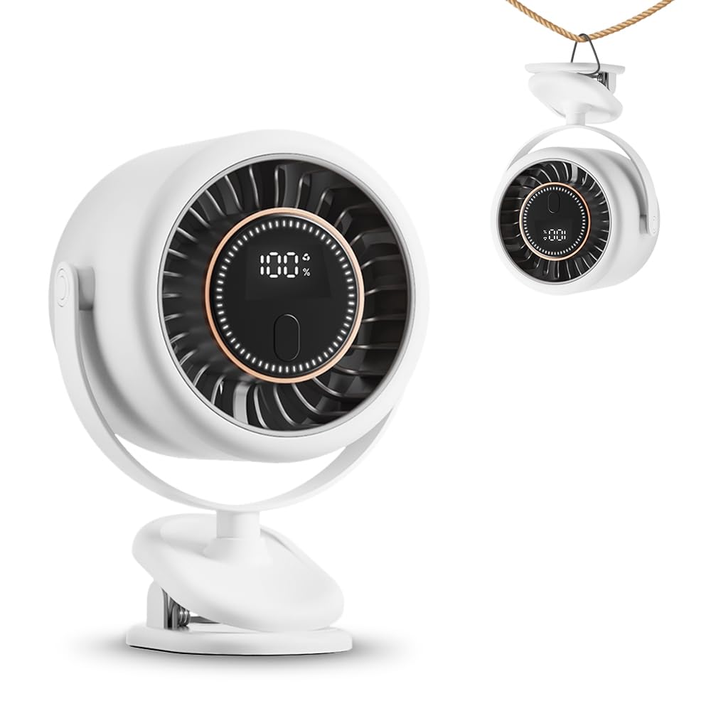 

Yosumi USB Desk Quiet Horizontal Adjustable Fan 6 Airflow 12 Hours of Continuous 4000mAh Cordless Clip Suitable for LED Heatstroke Perfect Day or Day білий