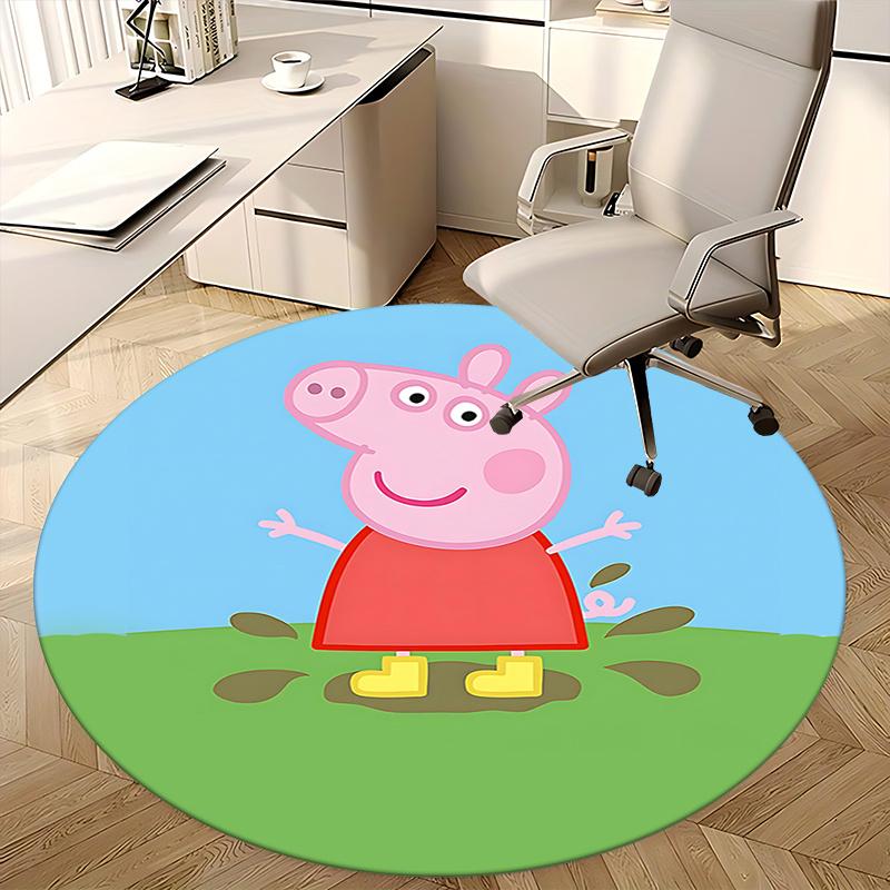 Peppa Pig Chair Mat - Round Carpet for Home Decor, Office Use, Living Room, Bedroom, Gift Idea0502b