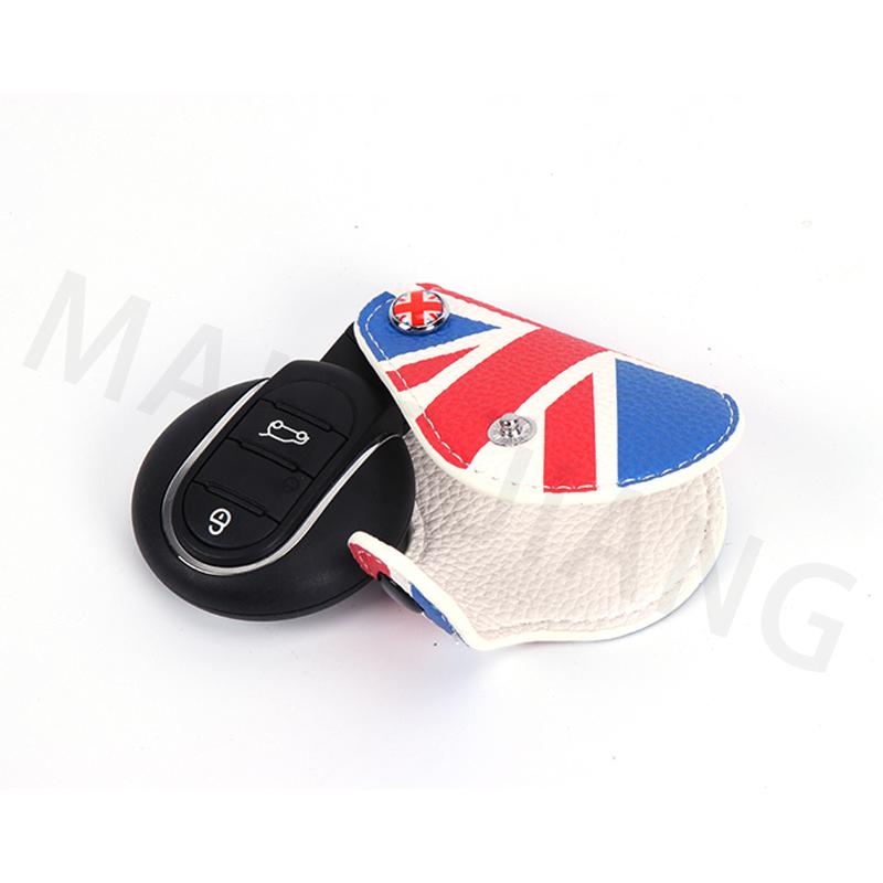 BLH1 Car Smart Key Case Cover Leather Union Jack Key Bag For Mini Cooper F54 F55 F56 F57 F60 R55 R56 R57 R60 R61 Auto Accessories