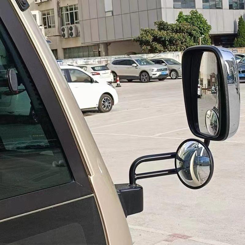 1 Set Truck Tricycle Reversing Convex Mirror with Rod Auxiliary Lower View Mirror