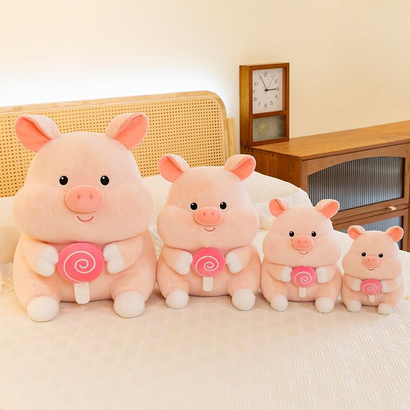 Adorable Plush Pig Doll Soft Stuffed Animal Creative Lollipop Pig Toy Gift Idea