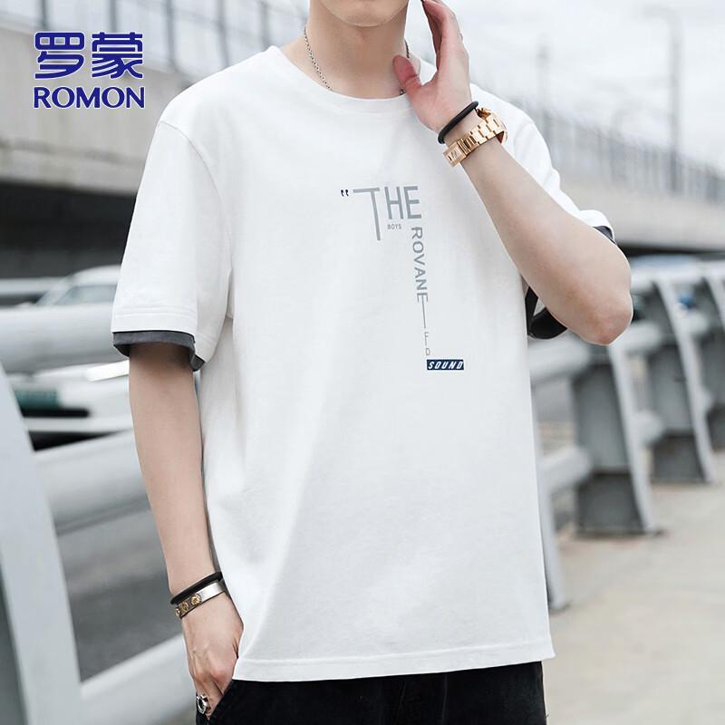 ROMON Men's Summer Thin Cotton Loose Crew Neck T-Shirt
