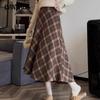 Women's Plus Size Vintage Plaid Skirt High Waist A-line Skirt Winter Cover Crotch Half-body Skirt