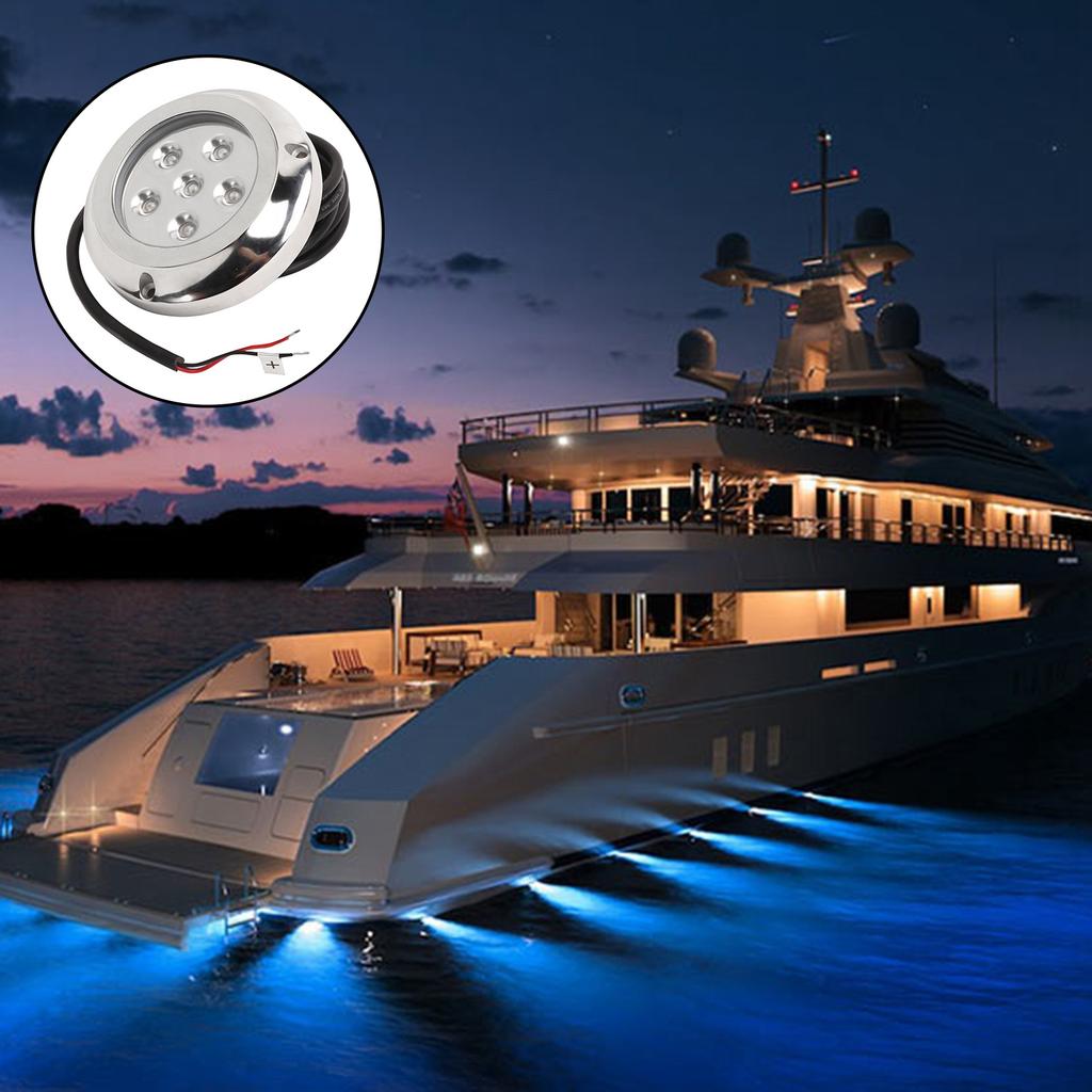 12V 24V Yacht Underwater Light 316 Stainless Steel 100 degrees Lighting Angle IP68 Waterproof 6 LED Chips Seawater Tail Dome Swimming Pool Lamp