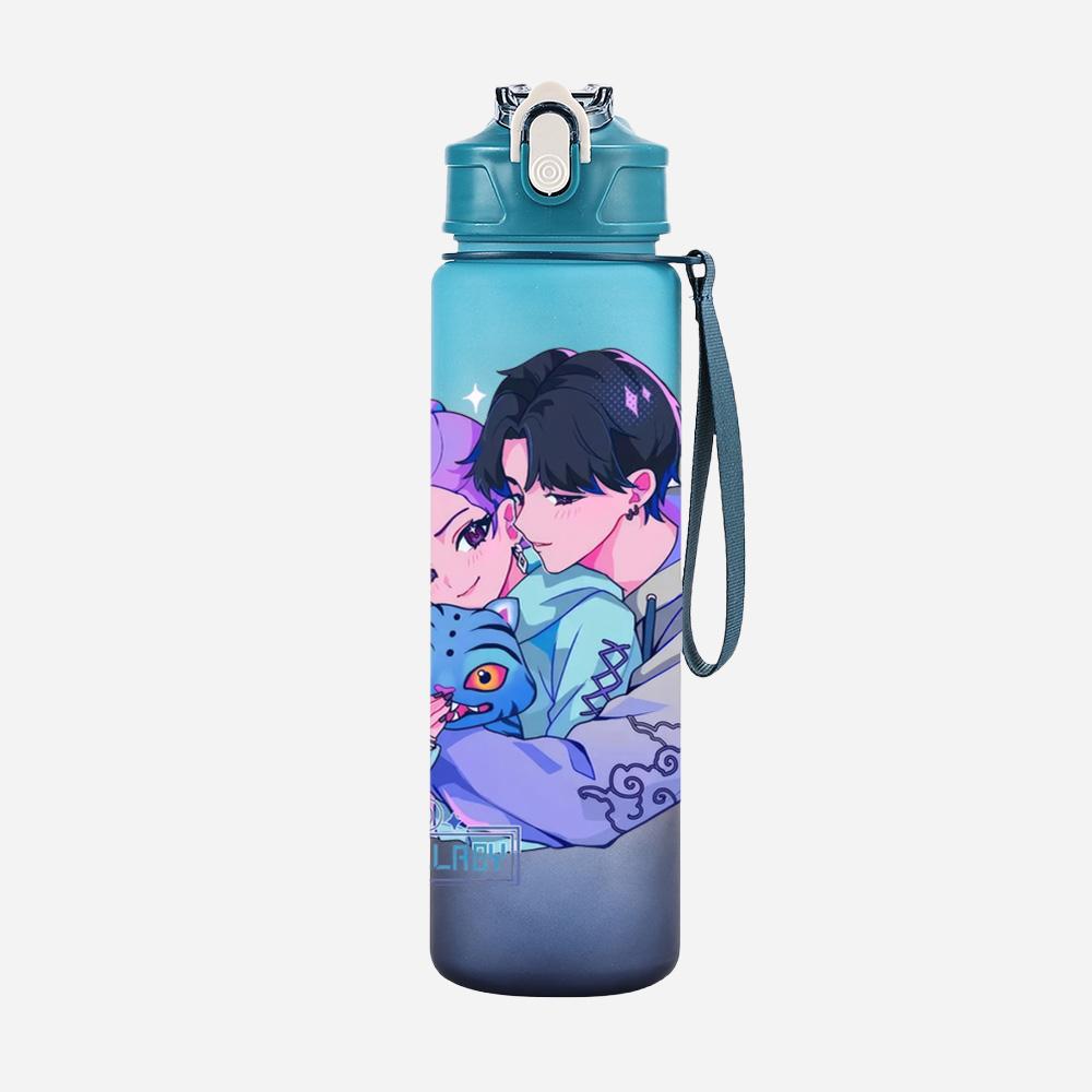 

750Ml Water Bottler Anime K-Pop Demon Hunters Printed Character Water Cup Large Capacity Outdoor Portable Rope Drinking Bottle for Boy Girl Gift