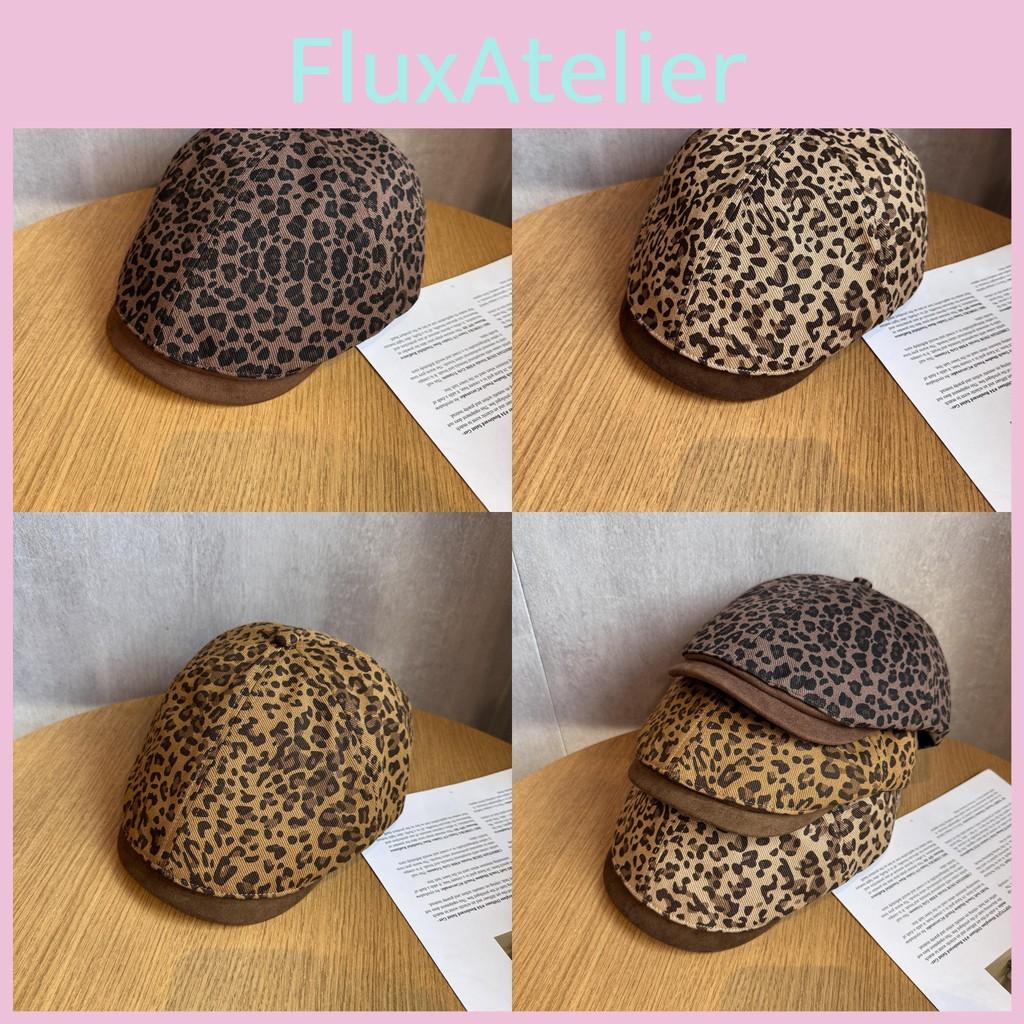 Splice Retro Fashionable Design Leopard Print Women Casual Beret Daily For