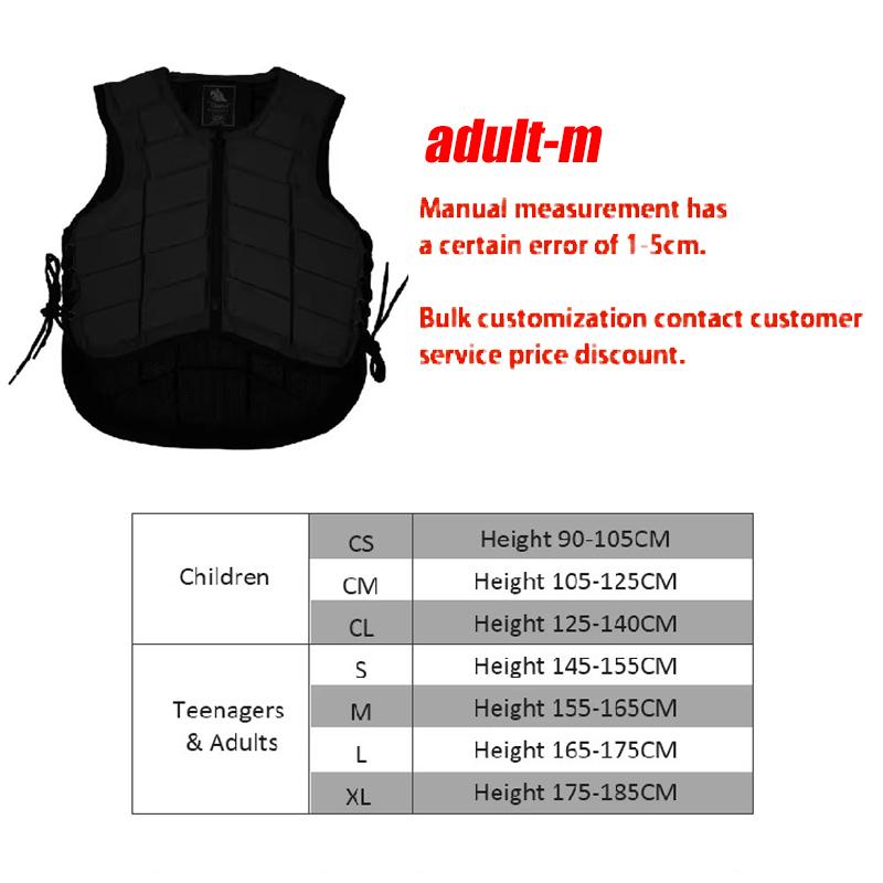 Horse Riding Vest Black Zipper Equestrian Vest for Adult Children Horse Riding Training Waistcoat EVA Equestrian Protective Pad