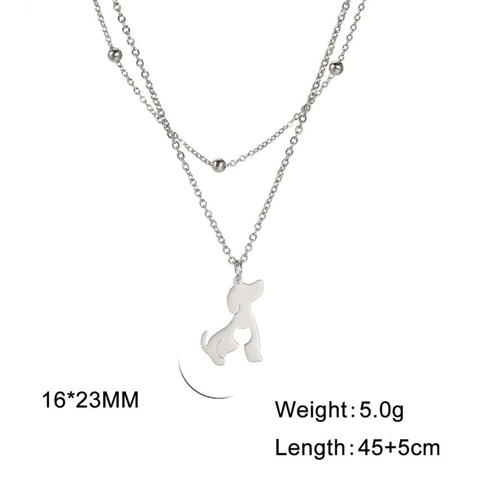 Cazador Dog Cat Four Leaf Clover Pendant Necklace for Women Stainless Steel Compass Angel Choker Double Chain Neck Jewelry 2026