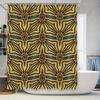 Elegant Bath Shower Curtain Decorative Waterproof Fabric Printing Geometric Design Home Decor Blue Gold