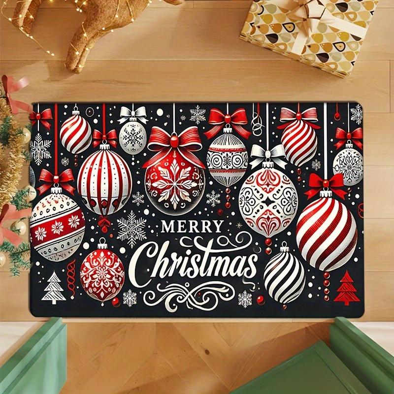 Christmas Ornament Flannel Mat Carpet, Non-Slip Sponge Backing  Fade-Resistant for Living Room Bedroom Kitchen Decor 40x60cm