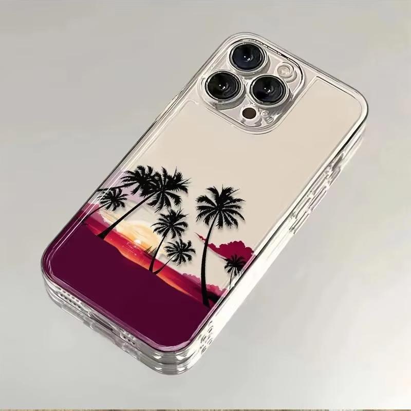 Summer Beach Sunset Palm Tree Clear Phone Case For Samsung Galaxy S26 S24 S25 S23 Ultra S22 S21 S20 Plus FE A50 A71 Soft Cover