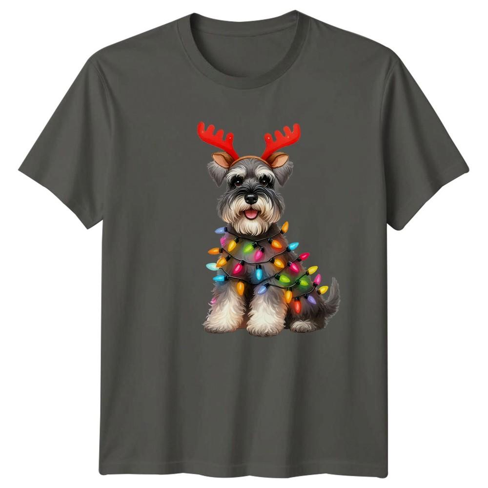 Schnauzer Christmas Lights Holidays Unisexs TShirt Unisexs Tee Graphic Unisex Top S