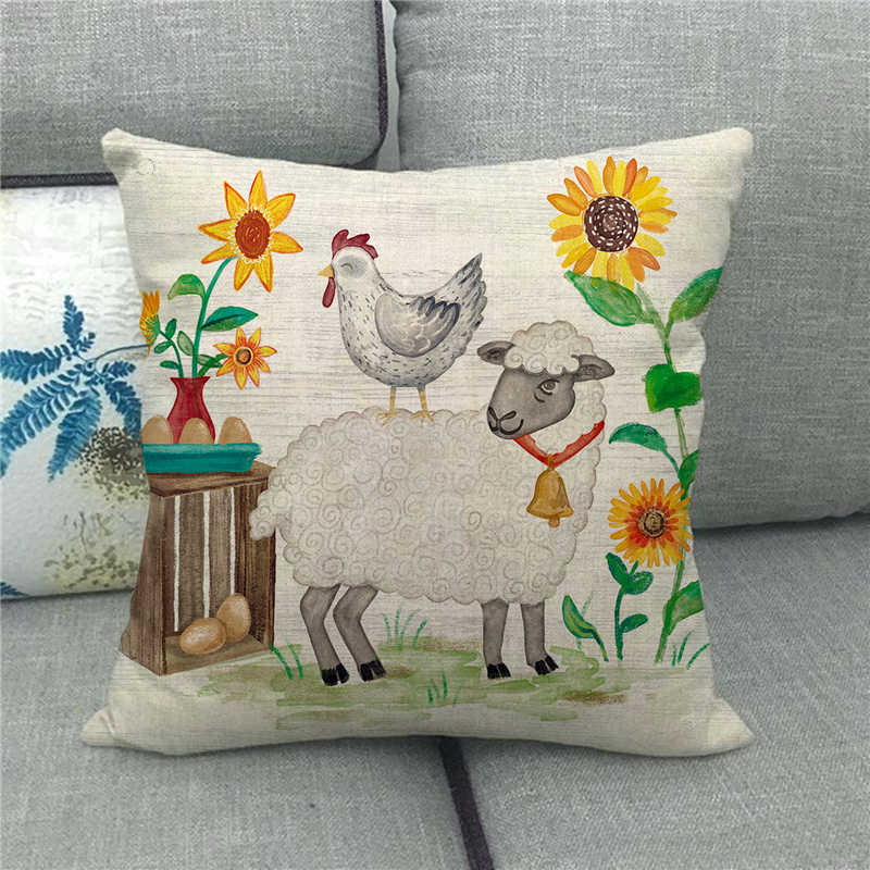 Cute Farm Christmas Animals Digital Printing Short Plush Pillow Covers For Car Sofa Office Cushion Cover Home Goods