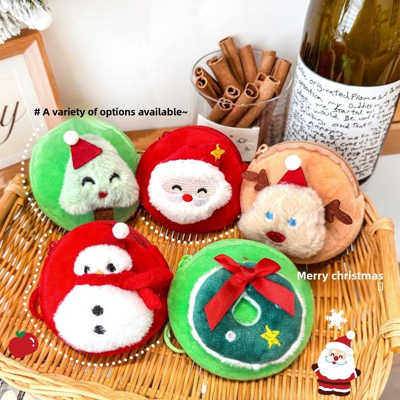 Roztomilá vánoční peněženka na mince, Kreativní plyšový přívěsek na hračku, Dětský vánoční přívěsek na sáček se sladkostmi, Malý dárek