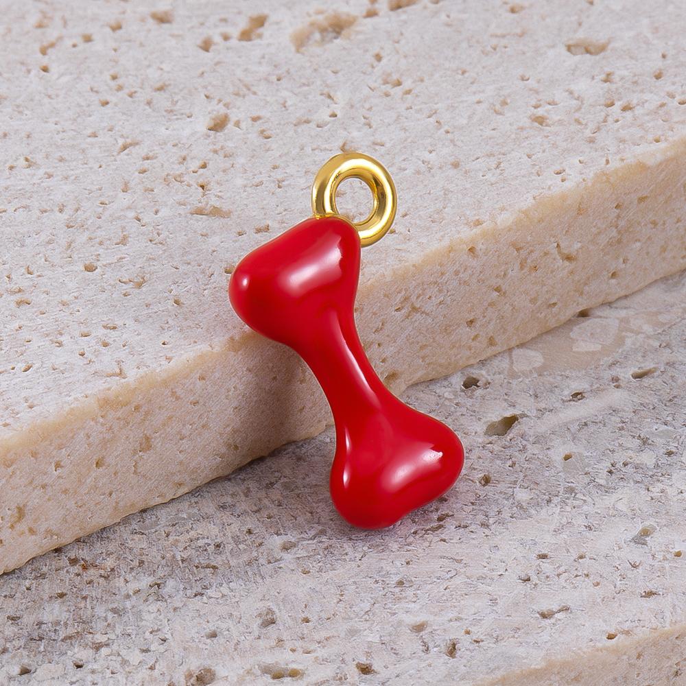 2pcs Stainless Steel Cartoon Enamel Bowknot Red Black High Heel Bone Pendant Necklace Earring Heart Charms Craft Jewelry Making