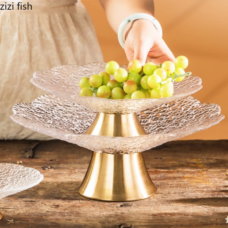 High Foot Glass Plates Fruit Plates Salad Bowl Candy Plate Snack Trays Cake Stands Dim Sum Dish Refreshment Plate Dessert Bowl