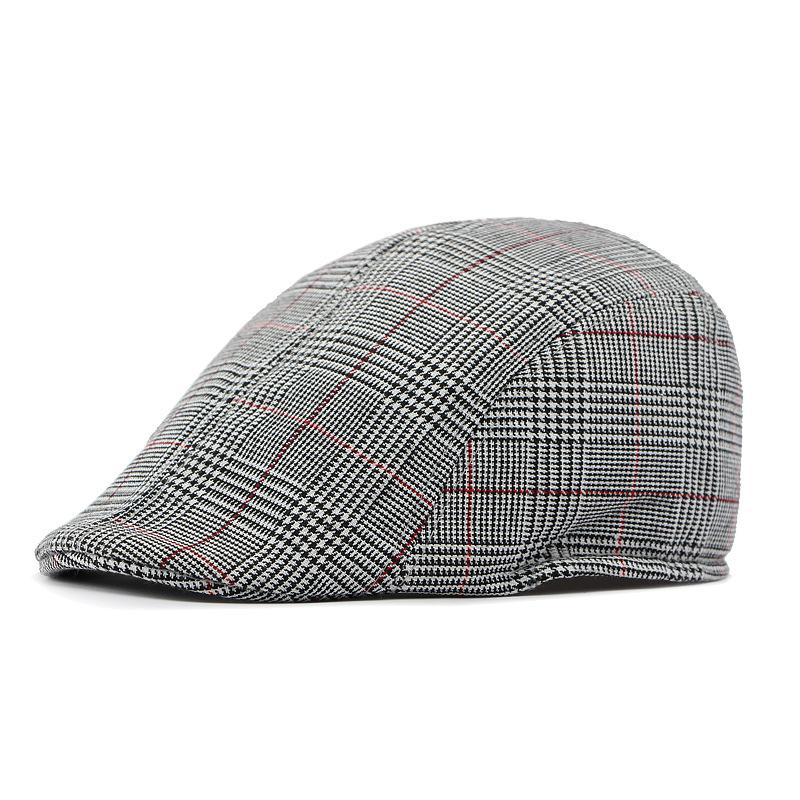 Men's British Vintage Beret Spring Summer Plaid Cap Short-Brimmed Hat Newsboy Hat Gatsby Painters Hats Flat Cap